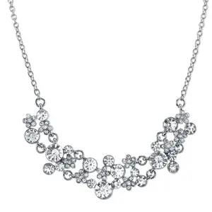 Clear Crystal Cluster Necklace 16" + 3" Extender
