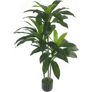 4ft Artificial Dracaena Tree Realistic Fake Indoor Plant with Zero Maintenance Leaves Faux Plants for Home Decor Large Artificial Indoor Plants