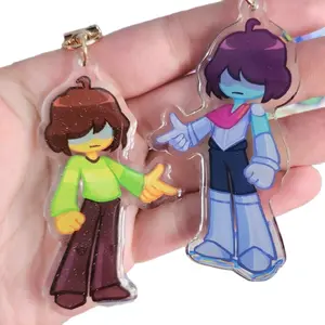 Kris Deltarune Acrylic Glitter Keychain - 2.5" Gold U-Shaped Clasp