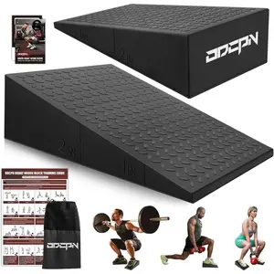 Squat Wedge Block, 2 Pcs Non-slip Heel Elevated Squat Wedge for Weightlifting Workout with Storage & Training Poster, Slant Board for Squats to Improve Squat Mobility Balance & Strength Performance