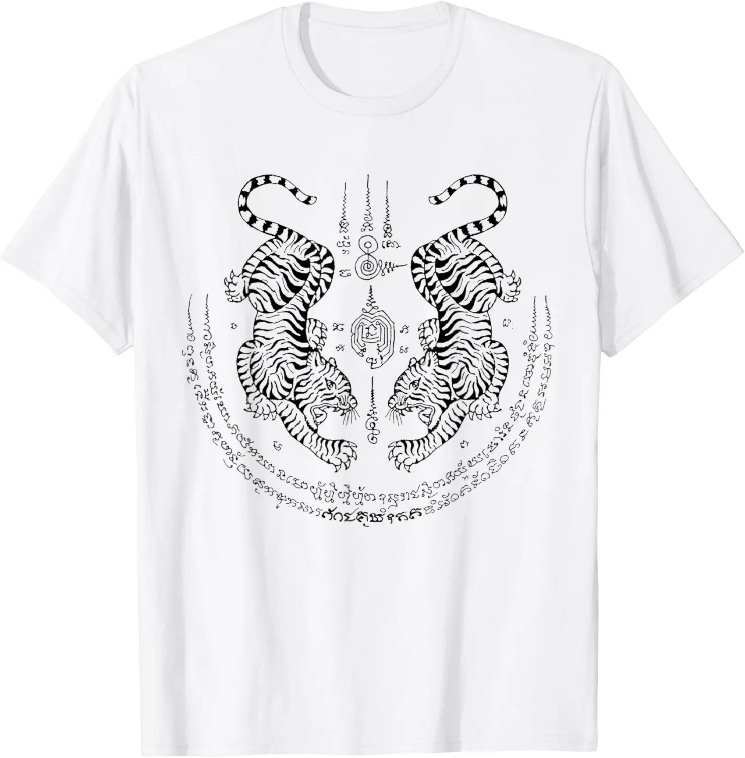 Sak Yant Tattoo Two Twin T Muay Thai Magical White T-Shirt - Jessicajon Shop 95B0B6GB11G6