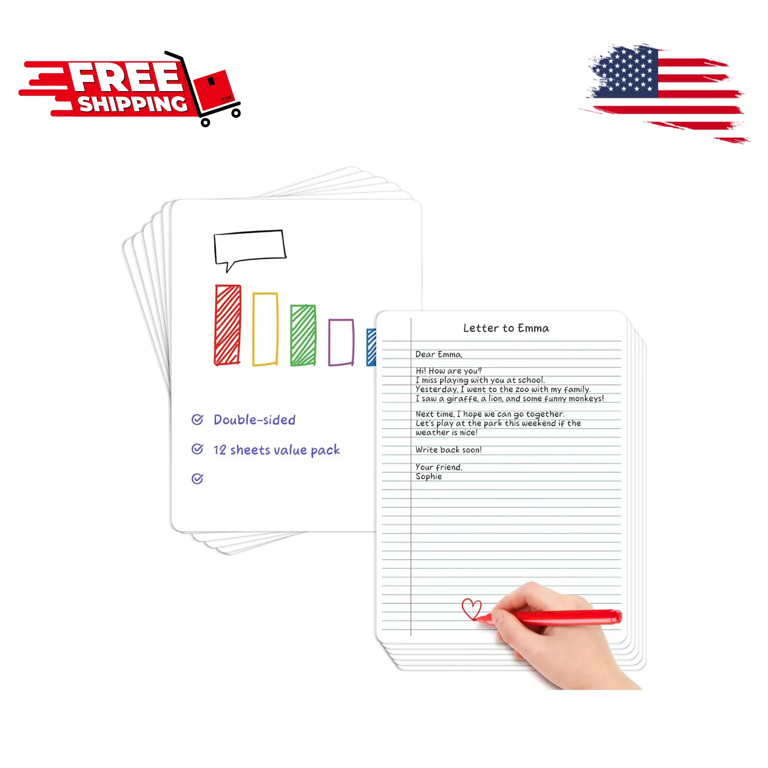 12 Packs Lined Paper College Ruled Whiteboard Paper