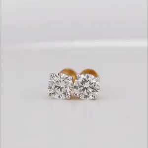 3.5 Carat IGI Certified Brilliant Round Diamond Earring Yellow Gold Studs