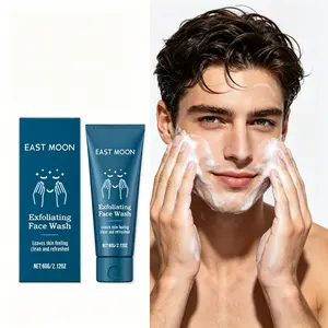 Men's Exfoliating Facial Cleanser 60g, mild formula gently removes dead skin and dirt, deeply cleans facial skin, delivers long-lasting hydration, keeps face fresh, soothing and moisturized, controls excess oil for daily men skincare