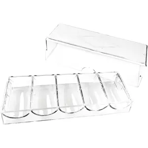 Poker Chip Holder Tray Racks - 1Pack Clear Acrylic Chips Rack Case with Cover Poker Table Accessories