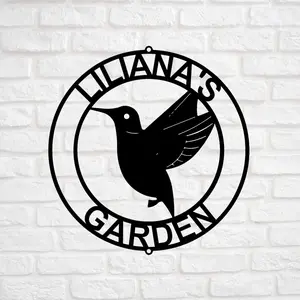 Personalized Hummingbird Metal Sign, Monogram Hummingbird, Custom Garden Sign, Bird Sign, Welcome Sign, Personalized Home Decor, Backyard Sign