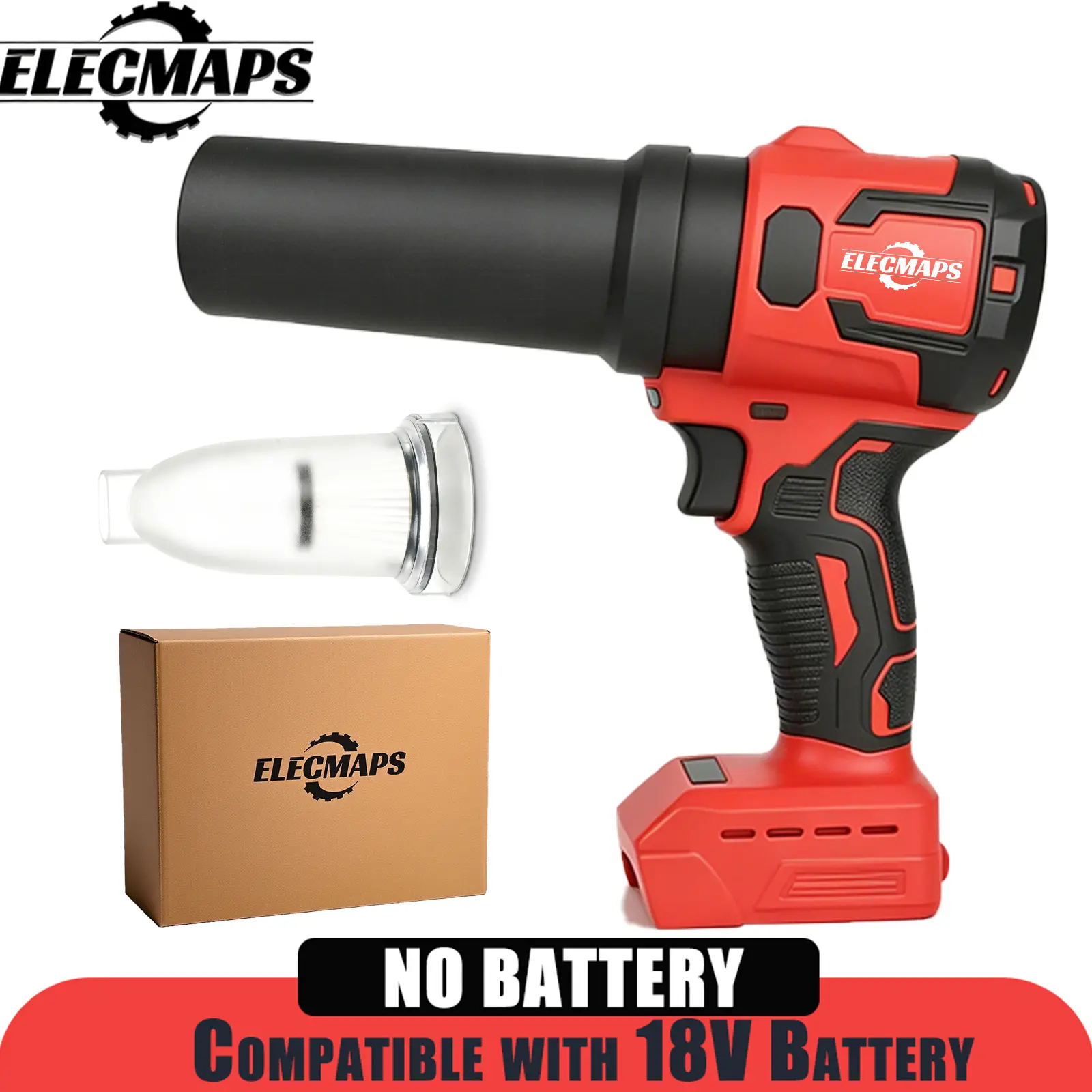 ELECMAPS 18V Cordless Turbo Blower - 30000 RPM High-Speed Work Tool with Powerful Airflow for Leaf Blowing, Dust Cleaning, Drying, Compatible with 18V Battery (Tool Only)