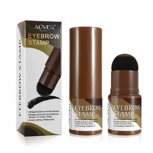 Aliver Eyebrow Stamp Stencil Kit with 2 Eyebrow Pen Brushes, Long Lasting & Waterproof Makeup Cosmetic