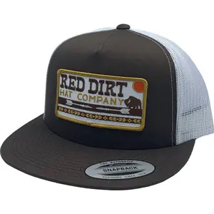 Red Dirt Hat Co Arrows Patch Adjustable Cowboy Hat - Brown/White Mesh, Flat Bill Snapback Cap, RDHC-165, Flat Bill Hats