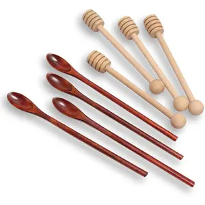 6.3Inch Wooden Honey Dipper Sticks Long Handle Coffee Stirring Spoons Honey Comb Sticks Honey Wand for Honey Jar Dispense Drizzle Honey Wedding Party Favors