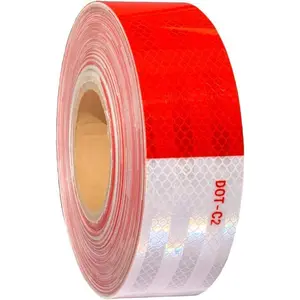 DOT-C2 Reflective Tape 2 inch x 30 Feet Red & White Adhesive Waterproof for Trailers Trucks Vehicles Driveways Boats Signs Automotive Car Protector