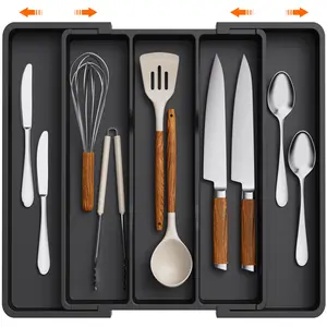 Lifewit 5 Compartments Expandable Cooking Utensil Tray- Tableware, BPA-Free PP Material