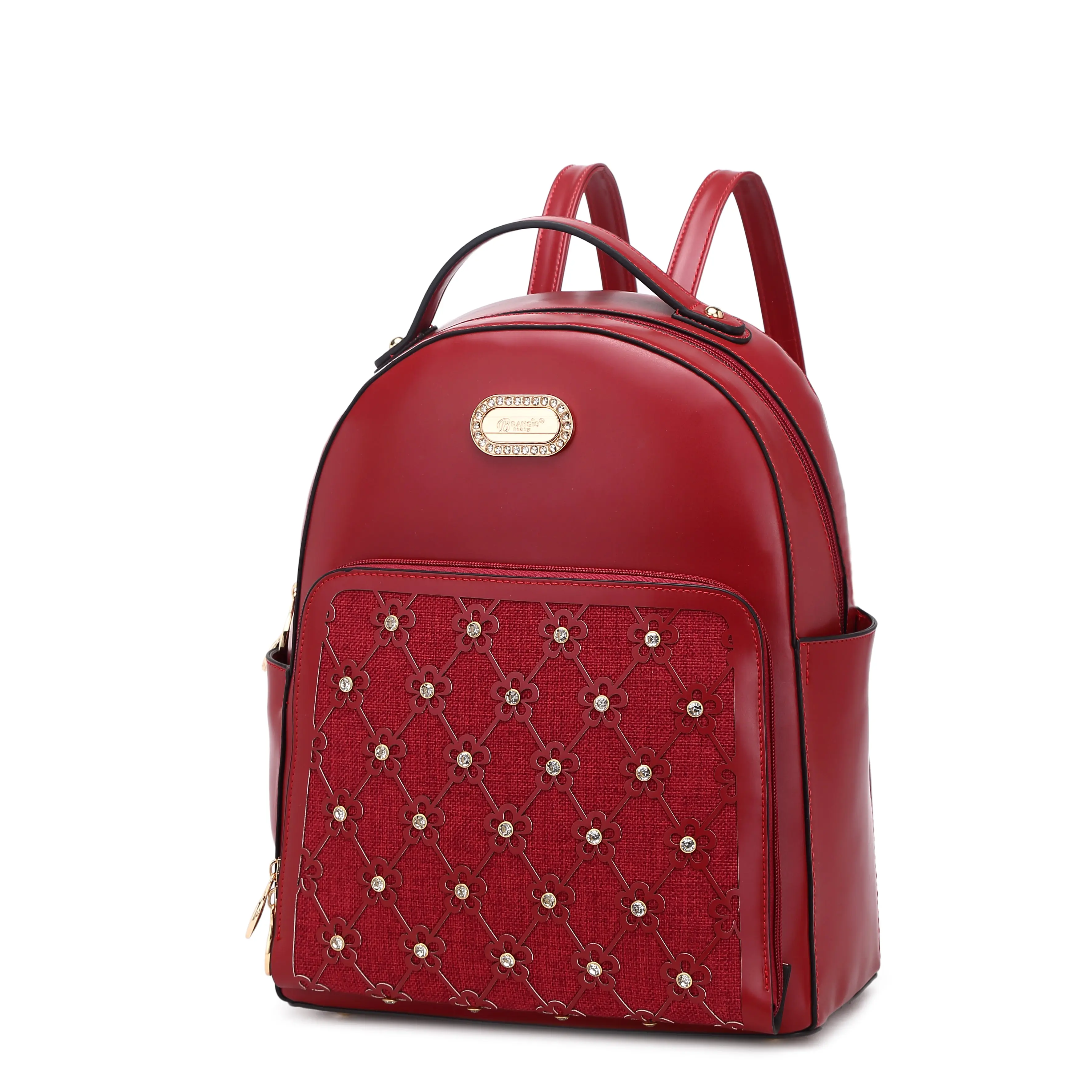 Brangio Italy 2-Piece Elegant Wildflower Blossom Set - Clean Aesthetic, Compact Utility, Crossover, Carry-All, 4-in-1 Design Backpack with Matching Wallet, Clean Aesthetic Backpacks, Compact Utility Backpacks