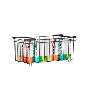 GARVEE Set of 4 Stackable Freezer Storage Baskets Made of Carbon Steel Wire with Handles, Ideal for Kitchen Hanging Storage, Measuring 37 x 15 x 18 cm