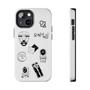 Aesthetic Squid Game Inspired Black and White Phone Case for iphone 11,12,13,14,15,16, Samsung S Series