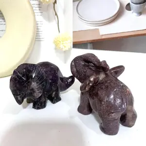 Lepidolite Animals Crystal Civet Bear Rhinoceros Dog Elephant Cat Healing Stone Home Decoration From IG Crystal