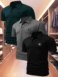 Men's High-End Polo Shirt, Golf Polo, Golfing Shirt, Summer Casual Fitted Short Sleeve, Quick-Dry Fabric, Outdoor Sports & Leisure Wear, Perfect Birthday Gift!