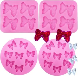 4 Pack Mouse Bows Cartoon Butterfly Tie Silicone Mold Fondant Chocolate Candy Molds