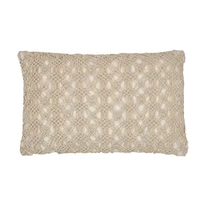carol & frank Clyde Boho Tan Macrame Cotton Accent Pillow, 14" x 22"