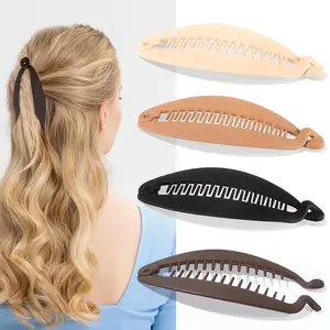 Banana Hair Clip, 4 PCS Large Banana Clips for Women, Flexible Hair Clips for Thick Hair, Classic Hair Comb for Any Occasion (Neutral)