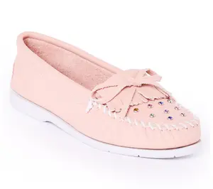 Minnetonka Women's Rhinestone Leather Moccasins
