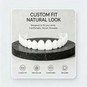 【3PC】Istannt Gap-Filling Snap-On Dentures: Adjustable, No-Adhesive Temporary Teeth for Natural-Looking Smile Repair Photo-Ready Appearance Men & Women