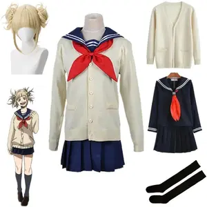 My foreAcademia Cosplay Halloween Costume, Anime Boku No, HimATM Toga JK Uniform, Pull Coat Wig Costumes