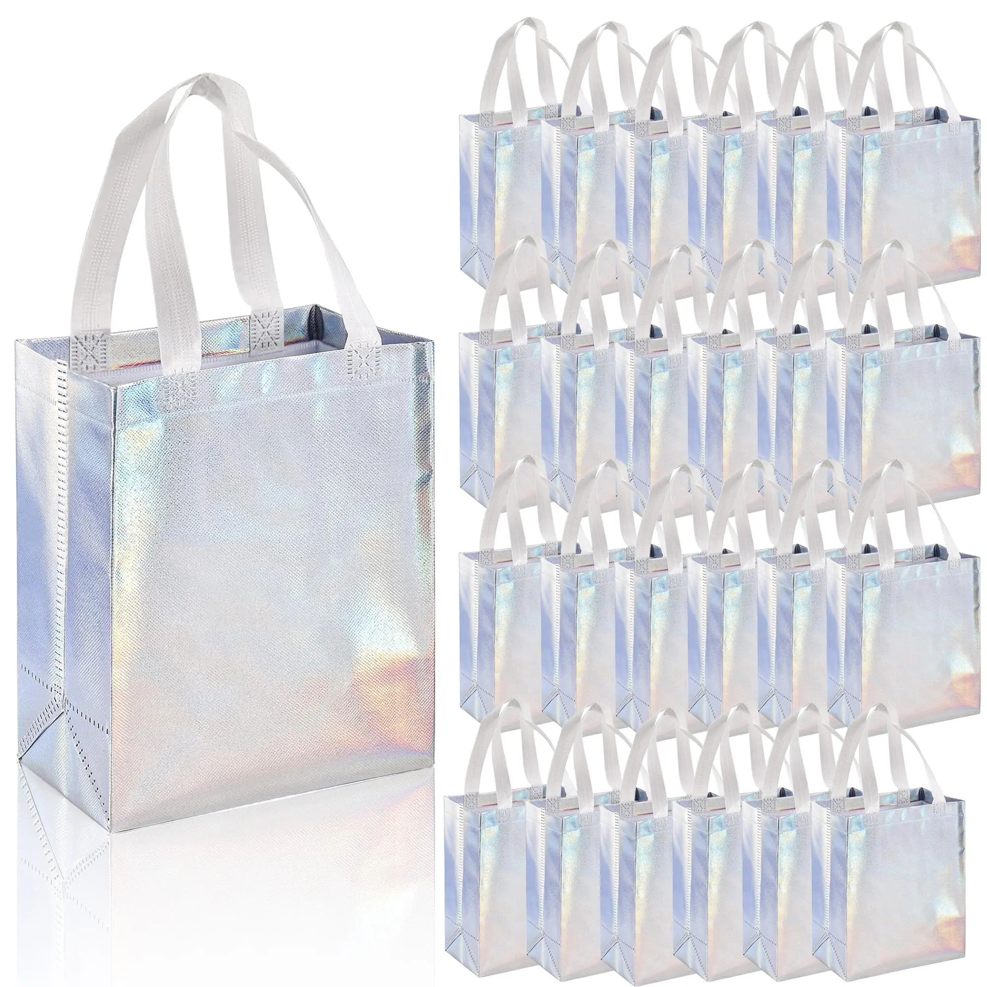 Glitter Non-woven Fabric Gift Bag, Gift Bags with Handles, 40pcs/set Reusable Gift Bag with Handle, Fashionable Gift Wrapping Bag for Wedding, Birthday, Gift, Small Business, Snack Bag, Party Goodie Bags, Wedding Party Packaging
