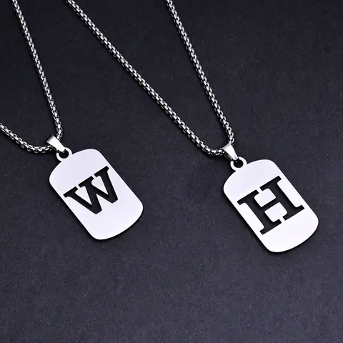 26-Letter Openwork Initial Letter Dog Tag Necklace, Customized Fashion Minimalist Jewelry, Necklaces for Women Suitable for Casual Outfits Women & Everyday Gifting
