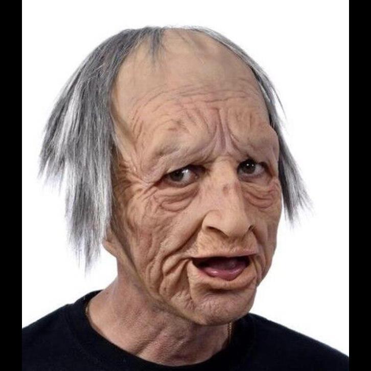 High Quality Creepy Old Man Latex Mask - Realistic Wrinkle Details, White Beard, and Bareheaded Design for Spooky Halloween Masquerade and Role Play - High-Quality Headgear for Adults Accessories