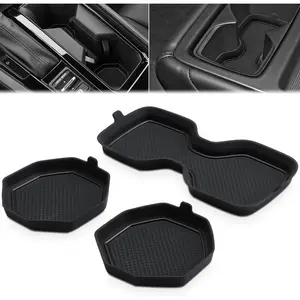 Silicone Cup Holder Inserts Compatible with Honda Accord 2023 2024 2025 Center Console Pads Car Custom Front Center Console Cup Holder Insert Trim Car Interior Decoration Trim(Black, 3pcs/Set)
