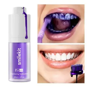 Mint Flavor, Purple Whitening Toothpaste, Light Mini Purple Toothpaste, Deep Cleaning, Mild and Spicy, Fresh Breath, Oral Cleaning Whitening Toothpaste, Travel Portable Purple Toothpaste, Home Whitening Toothpaste