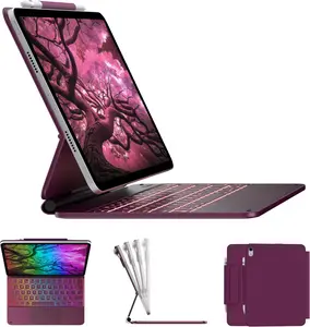 Edge Keyboard Case for iPad 11th Gen A16 (2025) & 10th Gen 10.9" (2022)  Multi-Touch Trackpad, 11-Color Backlit Magic-Style Keyboard  Floating  Stand, Pencil Holder  Raspberry