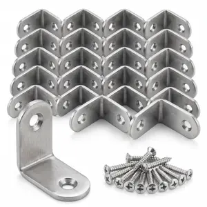40pc Stainless Steel L-Brackets - Small 0.79" Sturdy Corner Mounting Brackets with 80 Screws for Shelves, Furniture, Sturdy Bracket