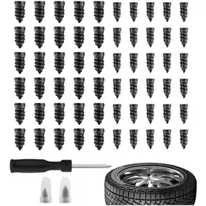 60 PCS Tire Repair Screw Kit, Self-Tapping Tire Repair Nails with Rubber Seal, Quick Emergency Tire Puncture Repair
