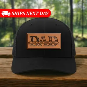 Personalized Gifts for Men - Custom Flag Dad Hat with Kids Names - Snapback Mesh Back Cap Gifts for Father, New Grandpa, Girl Dad, Boy Papa, Father to Be - Gift for Anniversary, or Father’s Day
