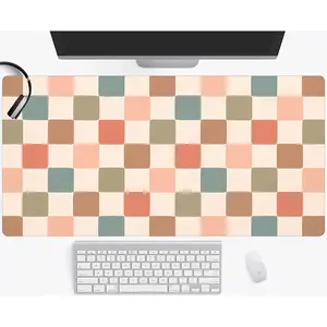 1pc Large Boho Desk Mat & Gaming Mouse Pad - Beige Pastel Non-Slip Rubber Base, Stitched Edges, Smooth Surface Suitable for PC, Computer, Office & Gaming Setup - Durable Large Mousepad for Home Office Desk Accessories