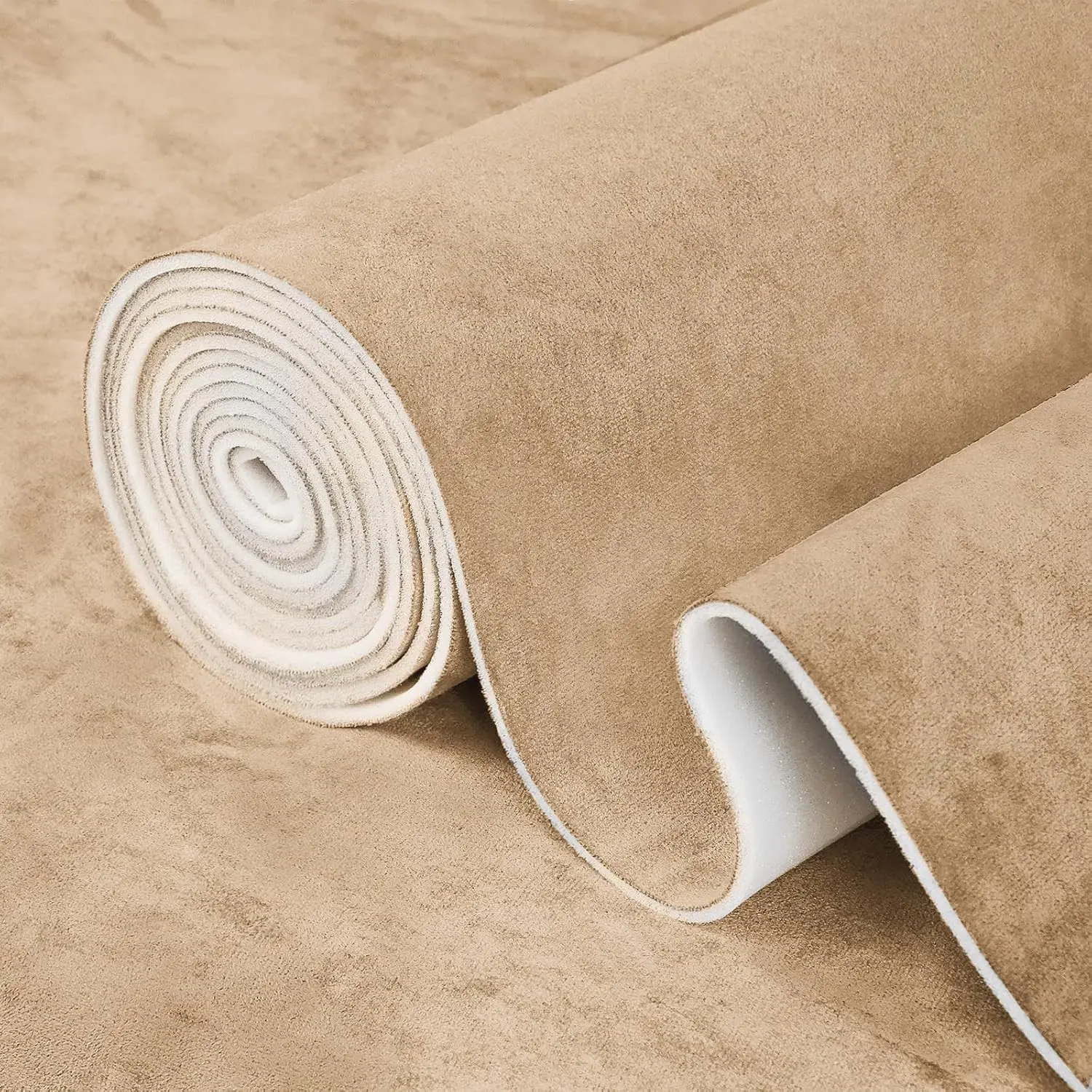 Brown Suede Headliner Fabric, 72" L×60" W Car Headliner Material, Tela para Tapizar Techo de Auto, Suede Wrap Car Interior with Foam Backing, Auto Roof Replacement Material for Truck
