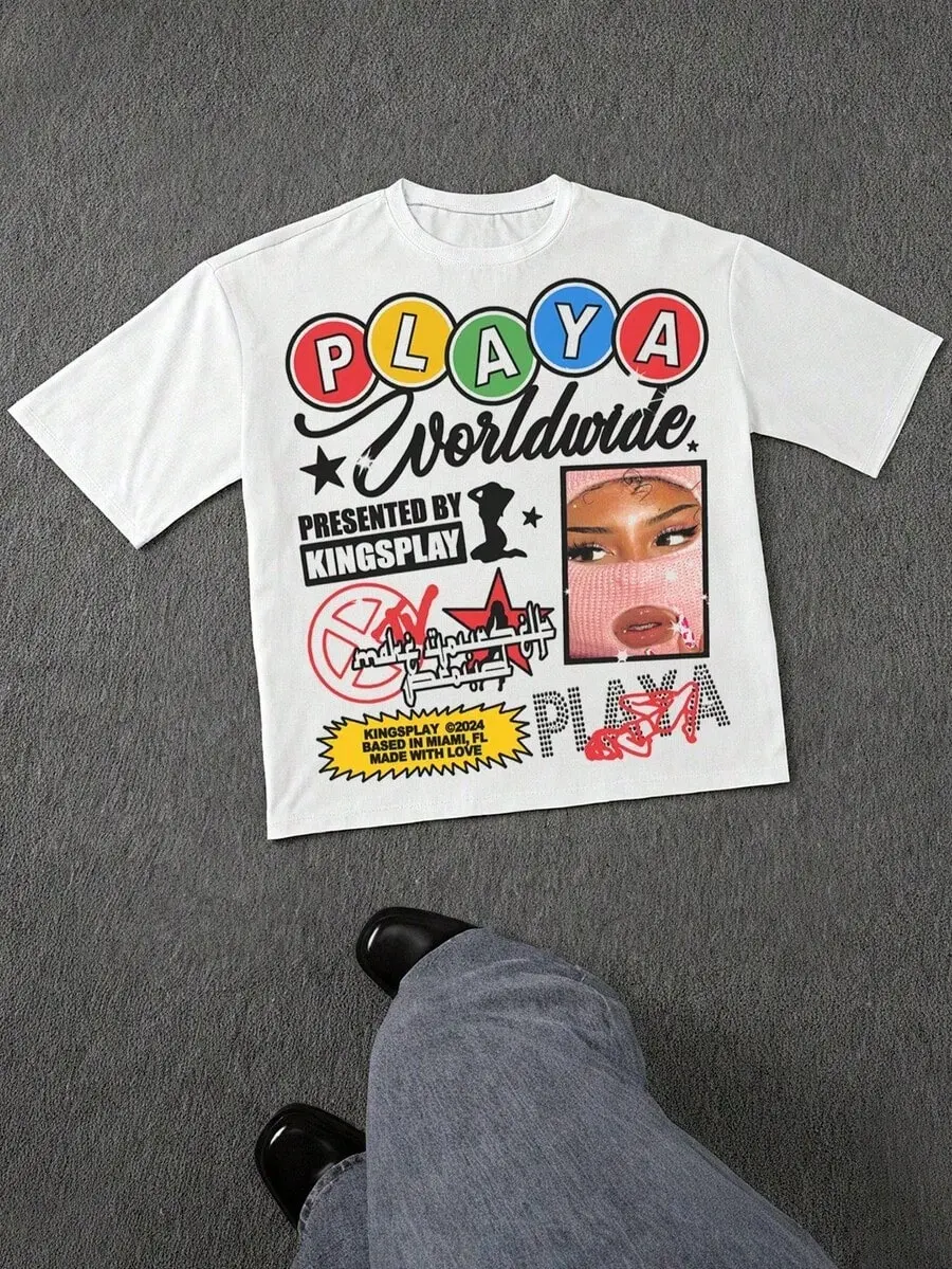 100% Cotton Round Neck Funny Graphic T-Shirt, Y2K Streetwear Short Sleeve Top, Casual Spring Summer Daily & Vacation Tee, Ideal Gift And