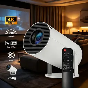 Mini Portable Projector - 720P Full HD LED Projector with 290 ANSI Lumens, Bluetooth 5.4, WiFi, Android OS, Auto Keystone, 180° Rotatable, 130" Screen, Built-In Audio Speaker, Remote Control, Mount Compatible, for Home Cinema, Gaming, Build-In Audio