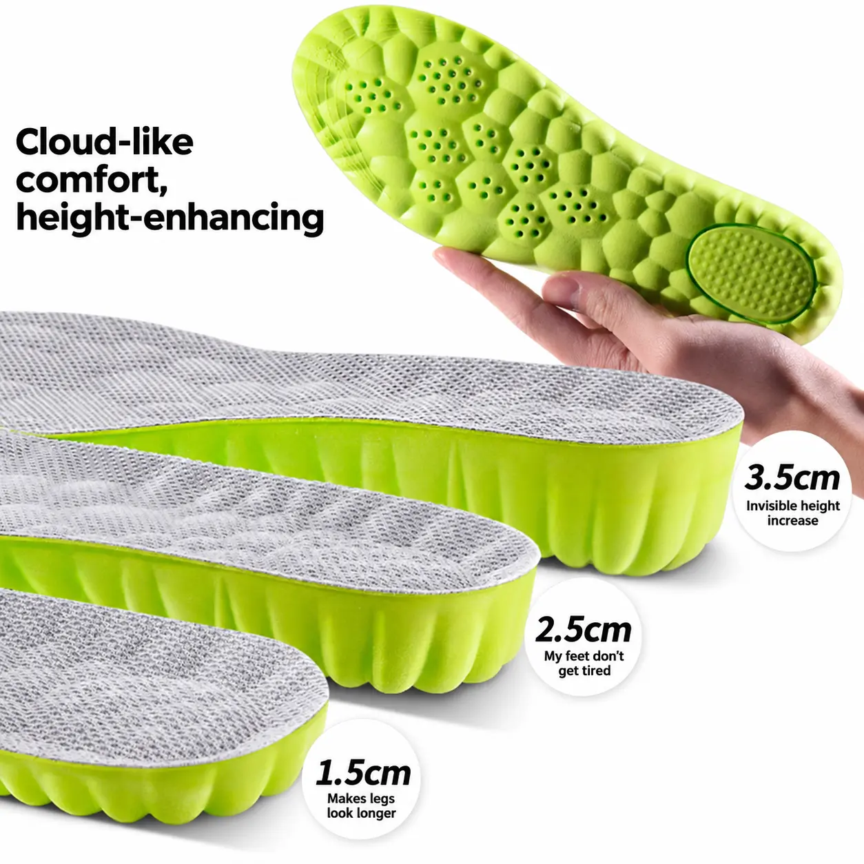 Unisex PU Foam Cushioning Insoles forMen-Women, High Elastic BreathableShockproof Arch Support Shoe Inserts, SportyInsoles for Running/Gym & Daily Wear
