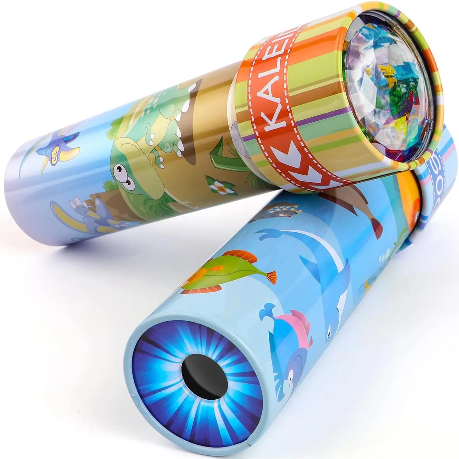 P-ITC020 Classic Tin Kaleidoscopes 2-Pack, 3-7 Years Age Toy with 5mm*5mm Animals, ABS Lenses, Vintage Retro Toys in Gift Box, Kaleidoscope, Age 3-7 Years