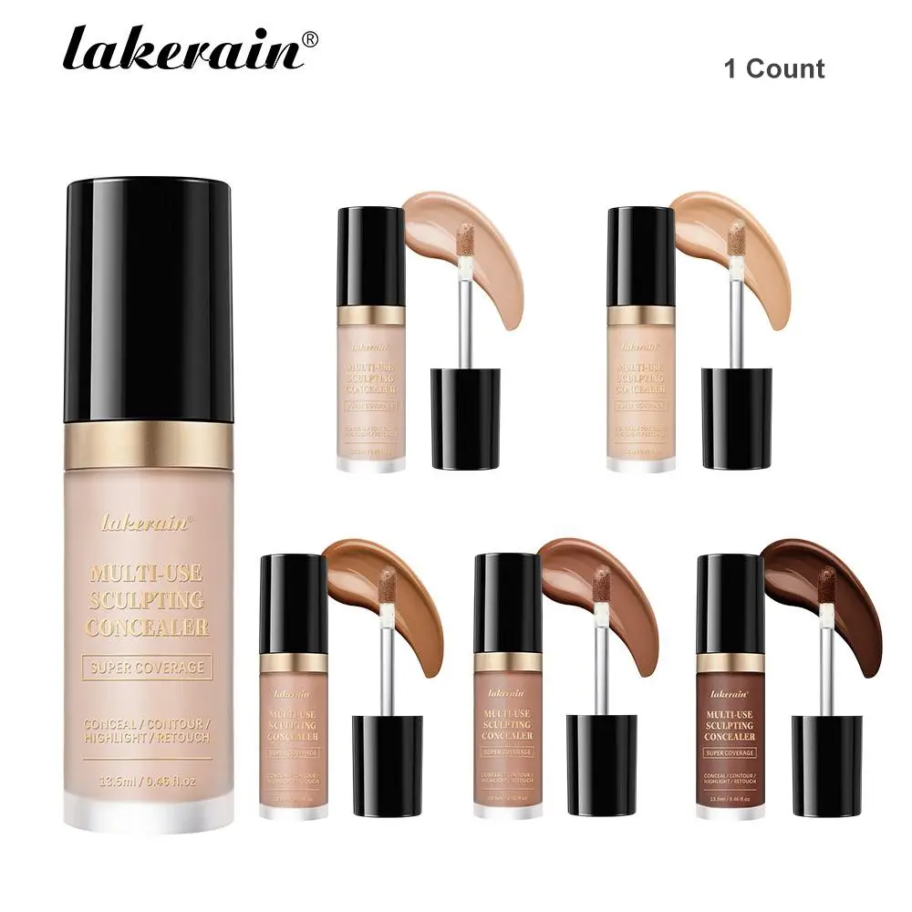 Long-Lasting Multi-Use Creamy Concealer, Longwear Makeup, 3-in-1 Concealer + Contour + Highlighter, Full Coverage, All Day Coverage, Super Coverage Concealer, Waterproof & Sweatproof, 13.5ml Large Capacity for Face & Body, 5 Shades for All Skin Tones