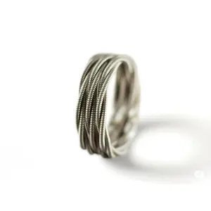 Triple Stacked Guitar String Ring: Silver Color