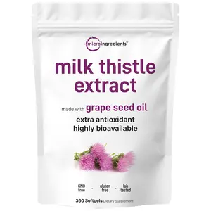 Micro Ingredients Milk Thistle 6,000mg Equivalent, 360 Softgels with Grape Seed Oil