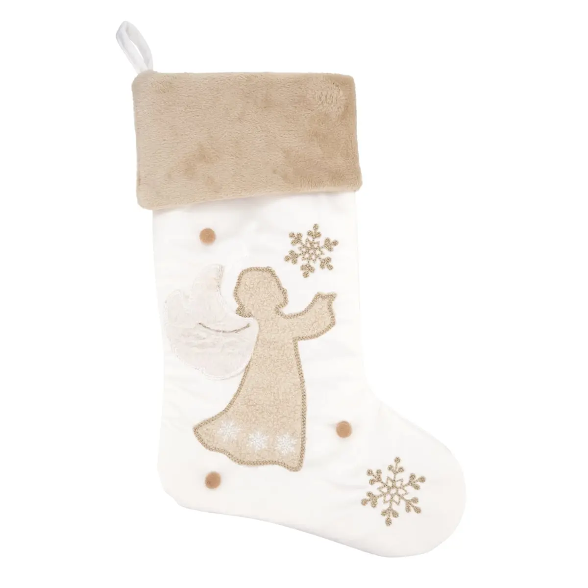 Saro Lifestyle 7970.I20 20 in. Heavenly Elegance Angel Stocking, Ivory