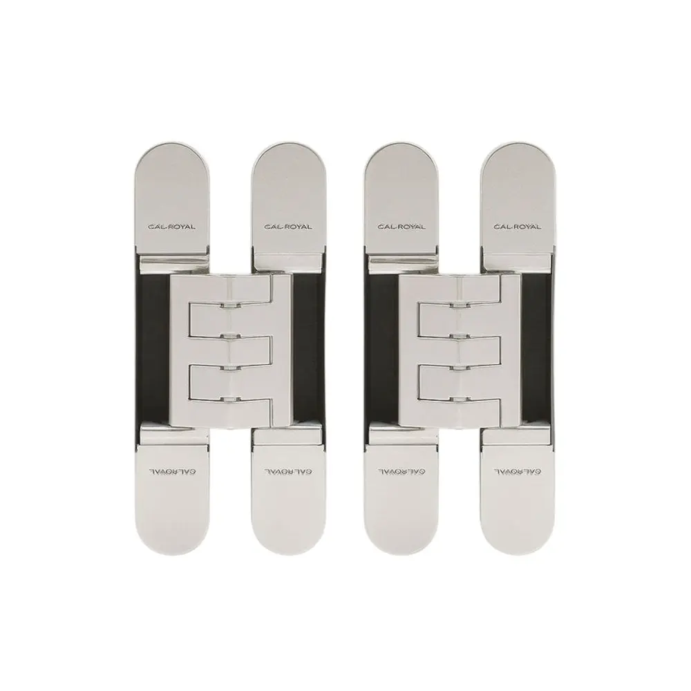 Cal-Royal CR3D81 3D Adjustable Invisible Hinges - US14 Bright Nickel Finish, Pair Pack (2 Count, Compatibility Note Included)