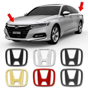 1Pcs 3D ABS H Logo Honda Models Car Front Hood Grille Emblem Rear Trunk Badge Sticker Replacement Accessories Car Decorative Sticker For Honda Civic Accord City Fit Odyssey Jazz XR-V CR-V HR-V Insight Pilot Vezel