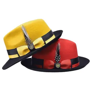 Caeser Collection 2-Tone Raw Edge Fedora with Feather