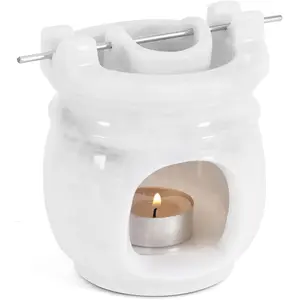 Marble Oil Burner 4.5 Inches White Handmade Candle Warmer & Aromatherapy Diffuser for Home Decor, Bathroom & Room Decor, Ideal Oil Warmer, Aroma Diffuser & Essential Oils